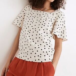Madewell Lightspun Harlow Square-Neck Top in Dot Toss